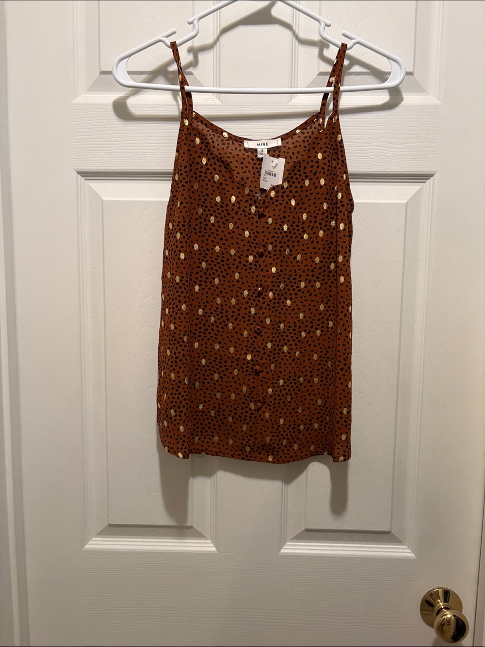 Ripe Rust Brown Polka Dot Spaghetti Strap Cami